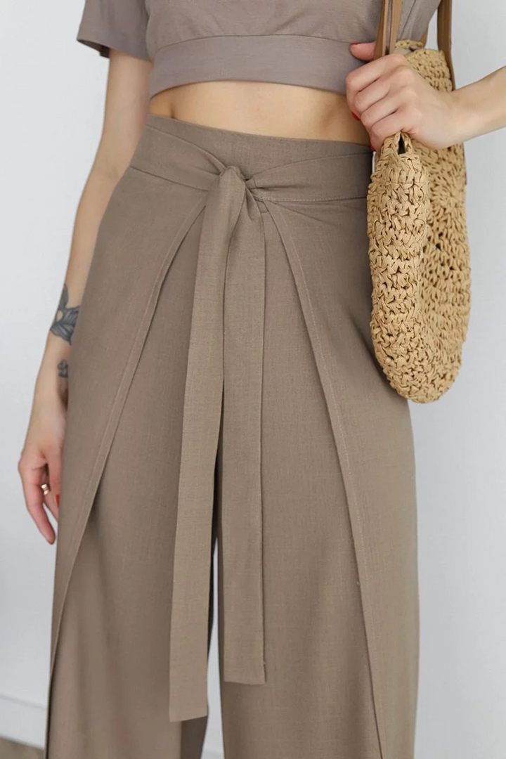 Julia - Wide-leg Pants in Cotton-Linen Blend