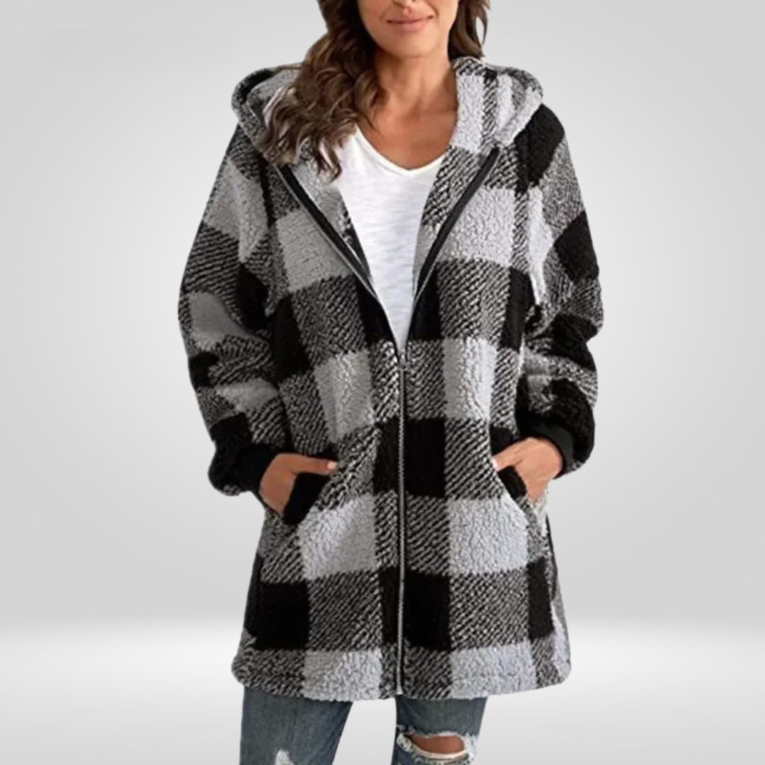 Golden Aura Cozy Plaid Jacket