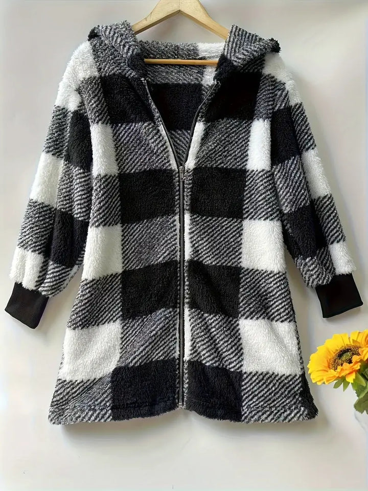 Golden Aura Cozy Plaid Jacket