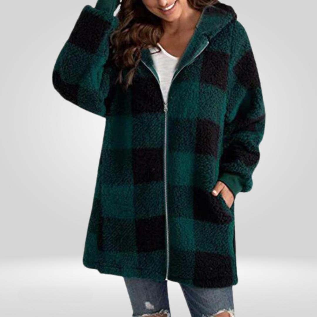 Golden Aura Cozy Plaid Jacket