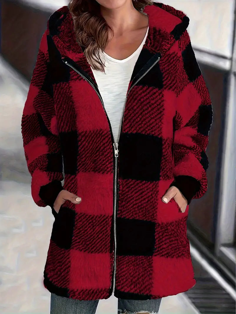 Golden Aura Cozy Plaid Jacket