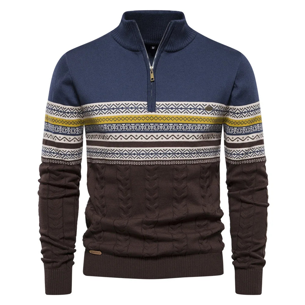 Julian| Fair Isle Sweater with Half-Zip