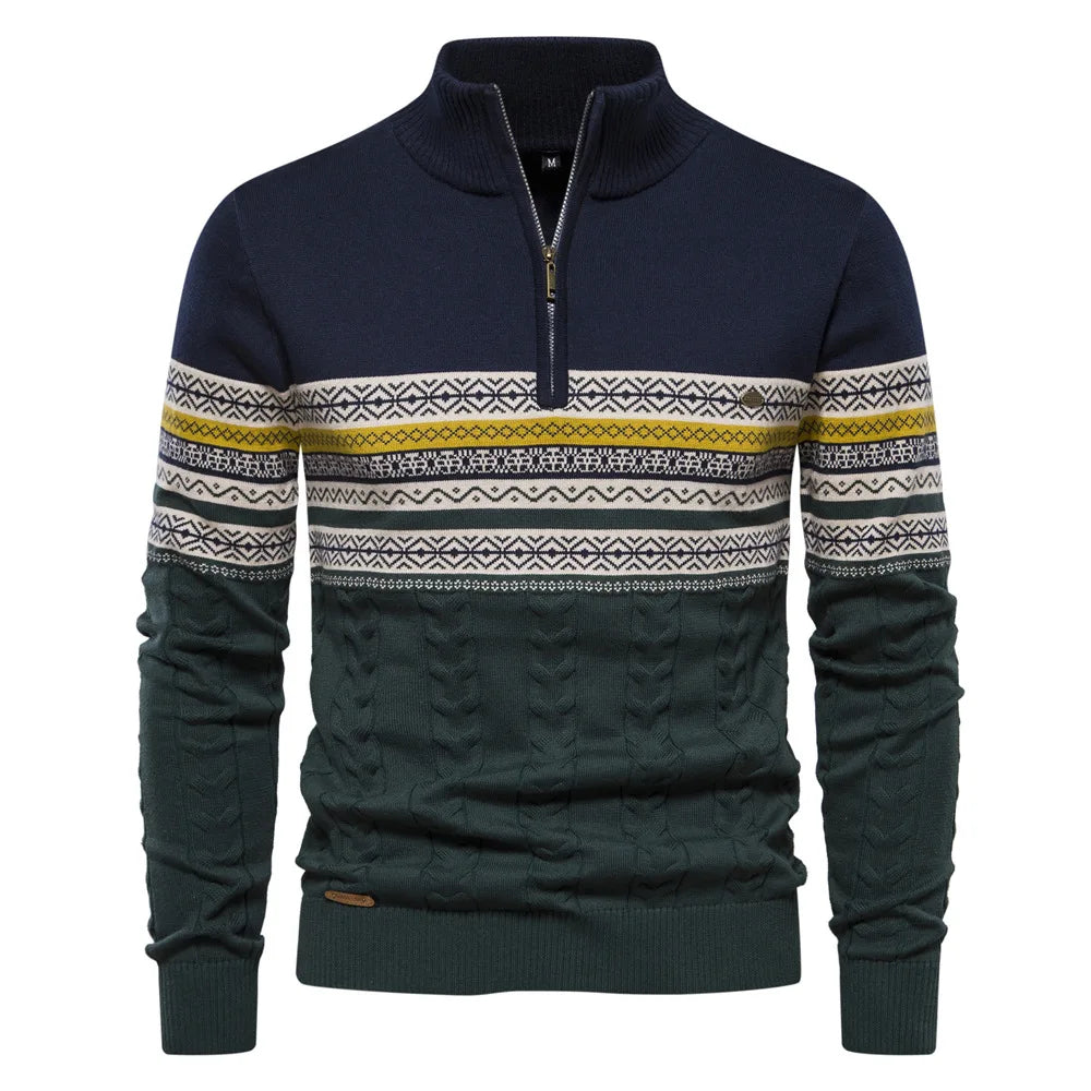 Julian| Fair Isle Sweater with Half-Zip