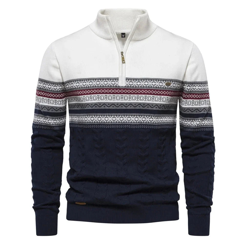 Julian| Fair Isle Sweater with Half-Zip