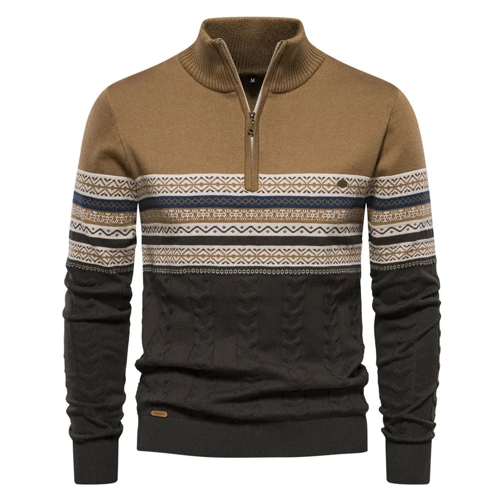 Julian| Fair Isle Sweater with Half-Zip