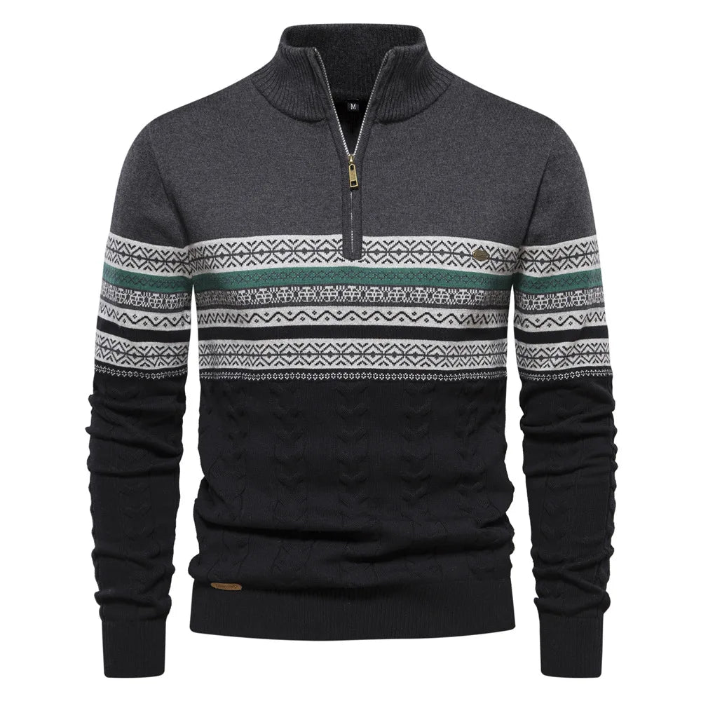 Julian| Fair Isle Sweater with Half-Zip