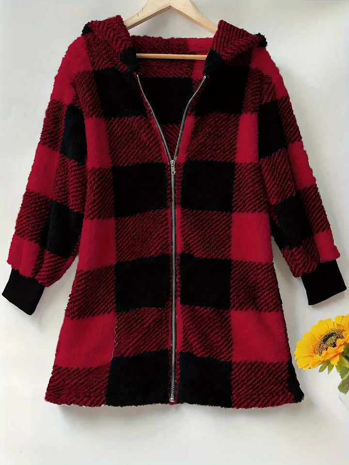 Golden Aura Cozy Plaid Jacket