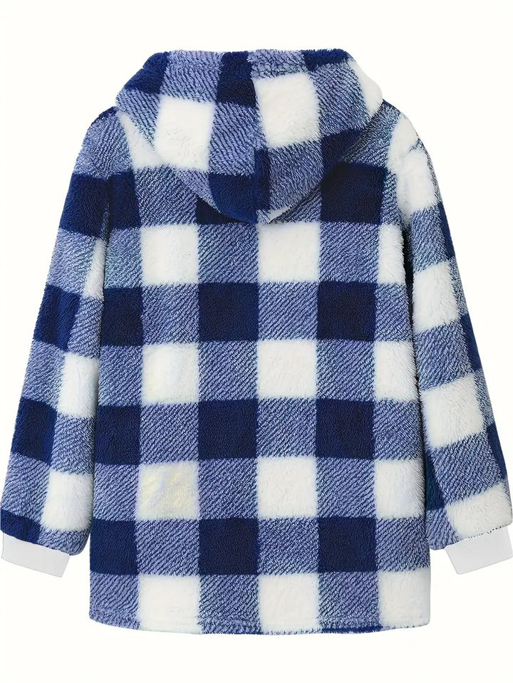 Golden Aura Cozy Plaid Jacket